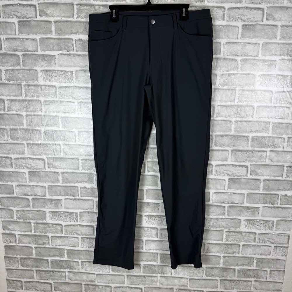 Lululemon ABC Pant Slim Warpstreme Navy Blue Grey Mens Size 36 x 32